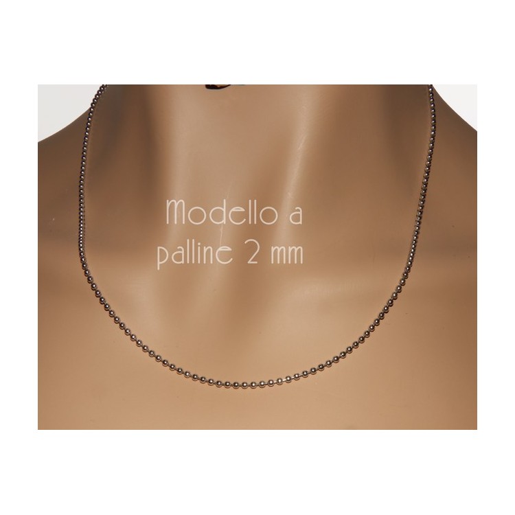 NLB|SILVER 925: Choker necklace balls balls balls 2.0 mm various lengths dark antique model