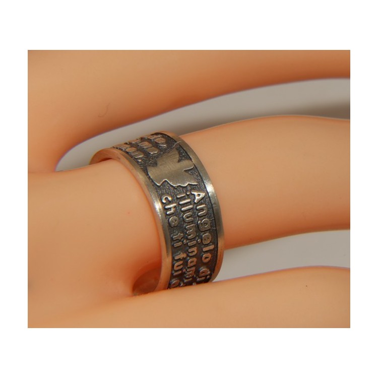 NLB|Anello Argento 925 da uomo donna fascia preghiera Angelo di Dio italiano 
Serie Mistika