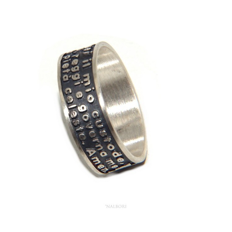 NLB|Anello Argento 925 da uomo donna fascia preghiera Angelo di Dio italiano 
Serie Mistika