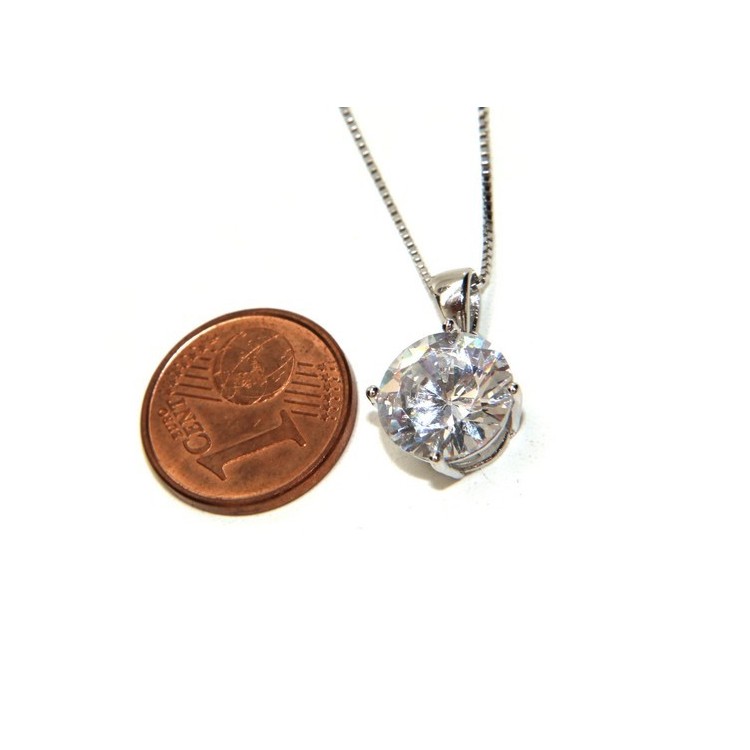 NLB|149482 - Collier necklace 925 silver man woman point bright light white zircon 10 mm