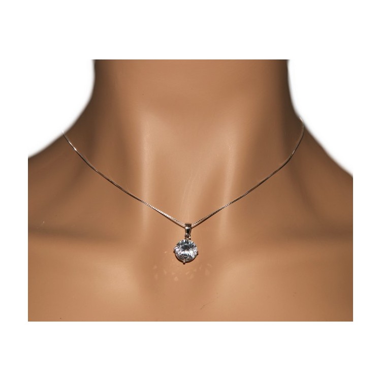 NLB|Collier collana argento 925 uomo donna punto luce brillante zircone bianco 10 mm