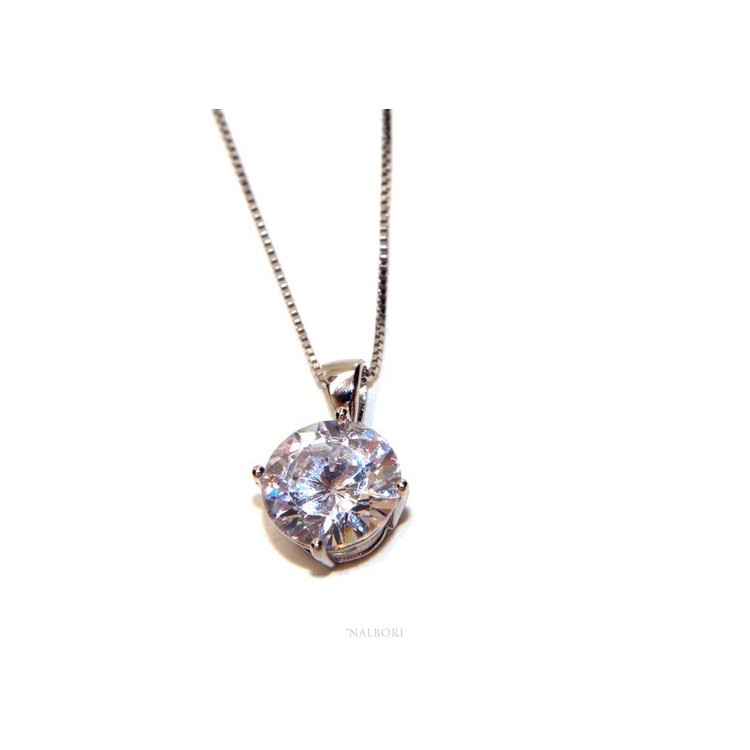 NLB|Collier necklace 925 silver man woman point light bright white zircon 10 mm