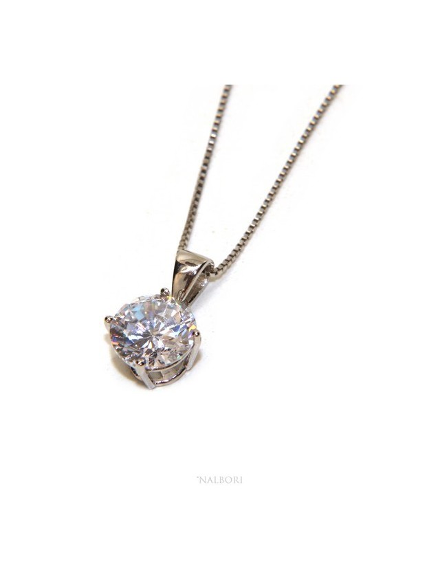Collier necklace 925 silver man woman point bright light white zircon 8mm