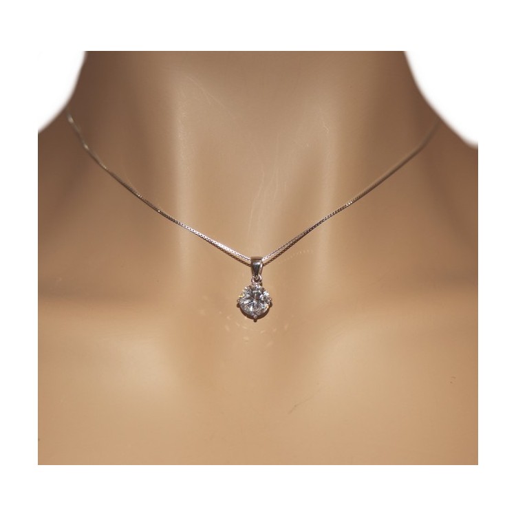 NLB|Collier necklace 925 silver man woman point bright light white zircon 8mm