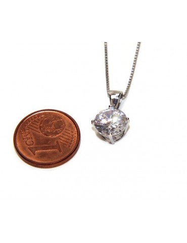 Collier necklace 925 silver man woman point bright light white zircon 8mm