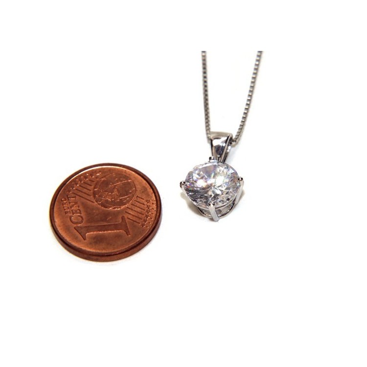 NLB|Collier necklace 925 silver man woman point bright light white zircon 8mm