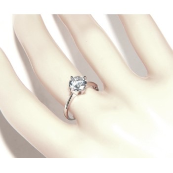 NLB|Argento 925 Rodiato : Solitario con zircone da 7 mm taglio brillante