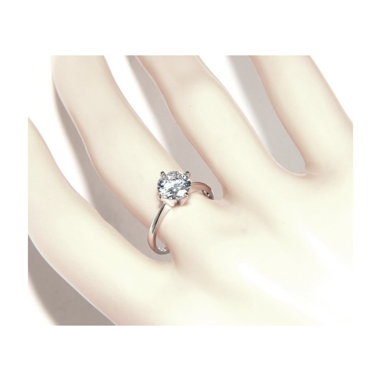 NLB|Argento 925 Rodiato : Solitario con zircone da 7 mm taglio brillante