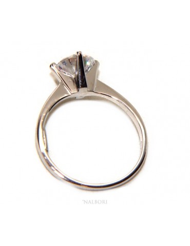 Argento 925 Rodiato : Solitario con zircone da 7 mm taglio brillante