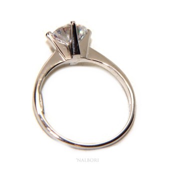 NLB|Argento 925 Rodiato : Solitario con zircone da 7 mm taglio brillante