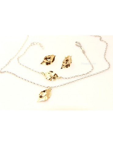 Gioielli donna in argento 925 realizzati in microfusione foglia oro 