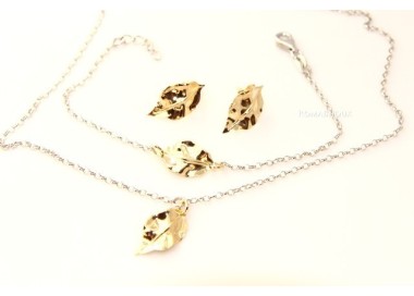 NLB|Gioielli donna in argento 925 realizzati in microfusione foglia oro 2 colori