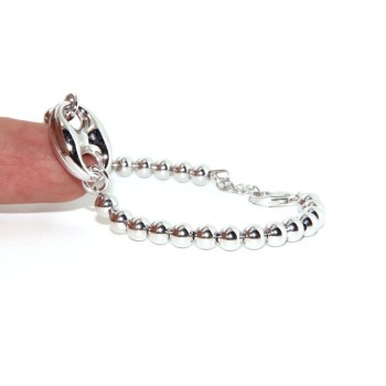 NLB|Bracciale uomo donna in Argento 925 palline 5 mm e maglia marina circonferenza polso 16,50 - 19,50 cm