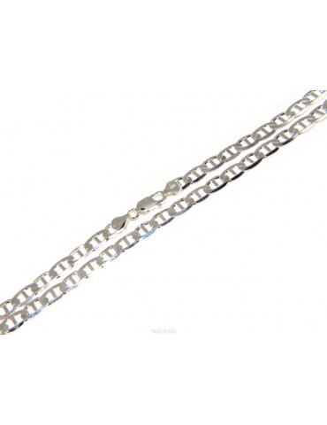 ARGENTO 925 : Collana o Bracciale uomo maglia marina traversino 7 x 13 mm massiccia piena diamantata