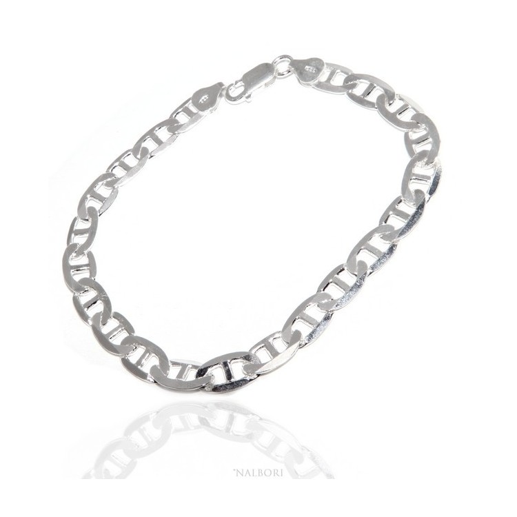 NLB|SILVER 925: Necklace or Bracelet man marine navy crosspiece 7 x 13 mm solid full diamond