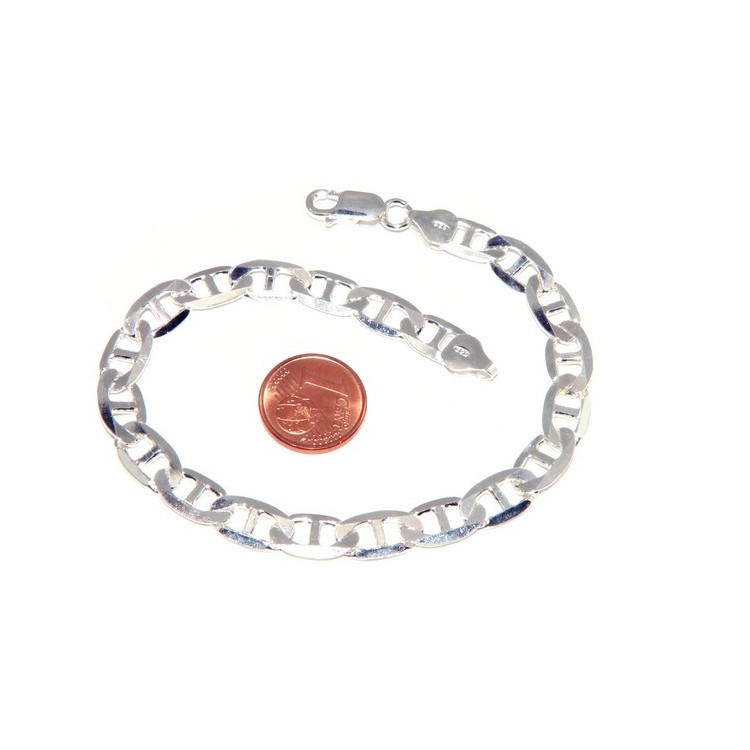 NLB|SILVER 925: Necklace or Bracelet man marine navy crosspiece 7 x 13 mm solid full diamond