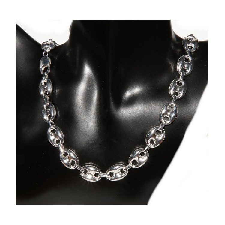 NLB|ARGENTO 925 : Completo parure collana + Bracciale donna maglia marina 18 x 13 mm grande