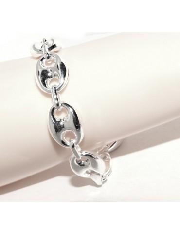 ARGENTO 925 : Completo parure collana + Bracciale donna maglia marina 18 x 13 mm grande