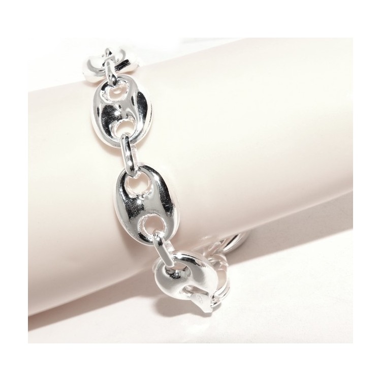 NLB|ARGENTO 925 : Completo parure collana + Bracciale donna maglia marina 18 x 13 mm grande