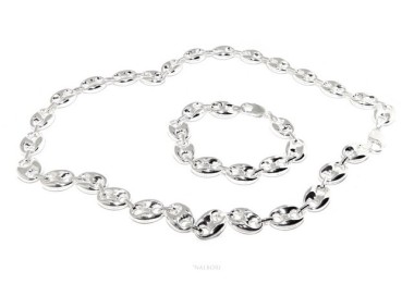 NLB|SILVER 925: Complete set of necklace + bracelet woman marine sweater 18 x 13 mm large