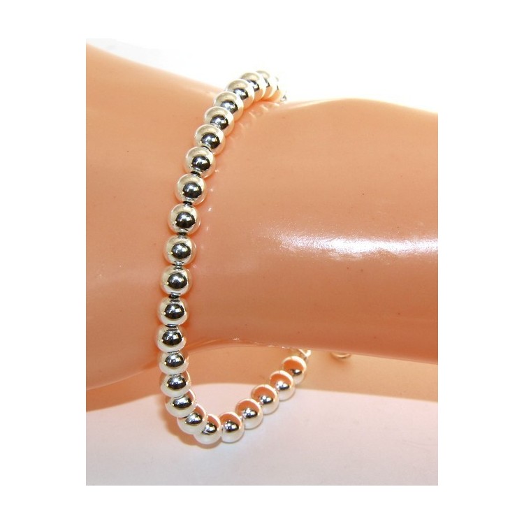 NLB|ARGENTO 925 : Bracciale uomo donna palline 5 mm lung 15.00 20.00 cm