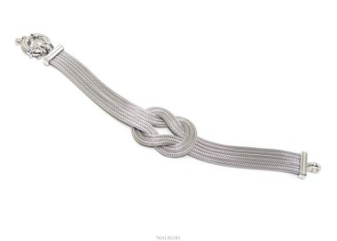 NLB|SILVER 925 Women's bracelet fox tail 6 strands with flat knot wrist thin circumference 14.50 - 16 cm