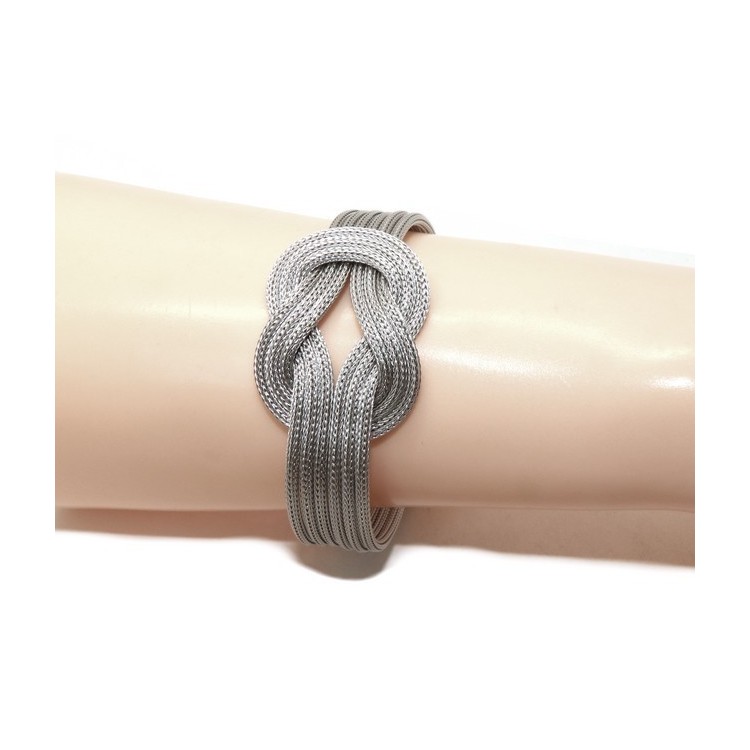 NALBORI Bracciale da donna fox tail 6 fili con nodo piano polso sottile circonferenza  14,50 - 16 cm