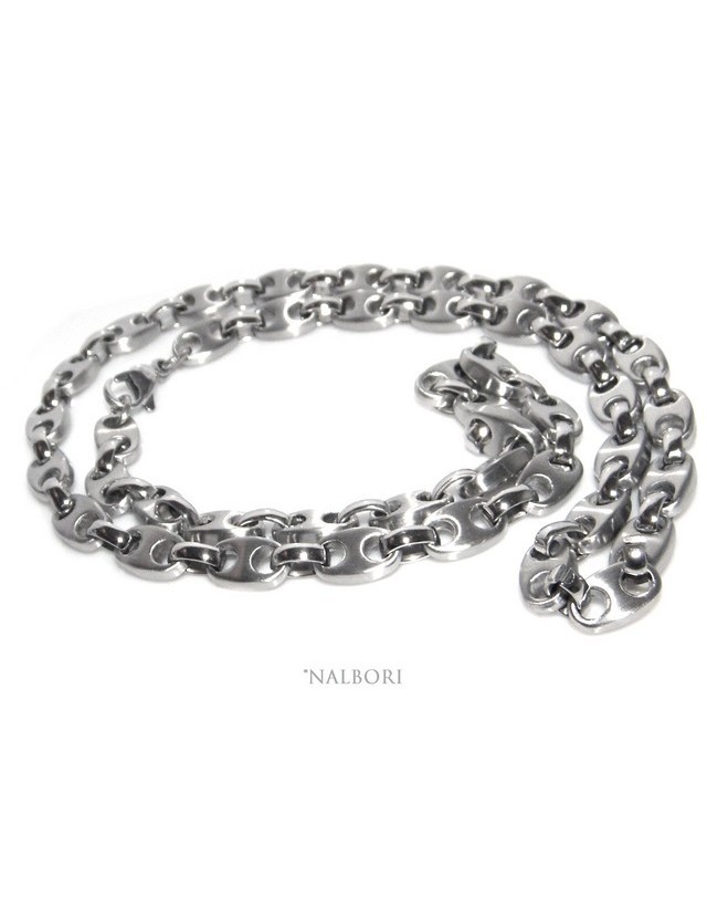 Acciaio anallergico e inossidabile : Collana UOMO Lucida Satinata Maglia Marina 60 cm Acciaio anallergico e inossidabile : Collana UOMO Lucida Satinata Maglia Marina 60 cm