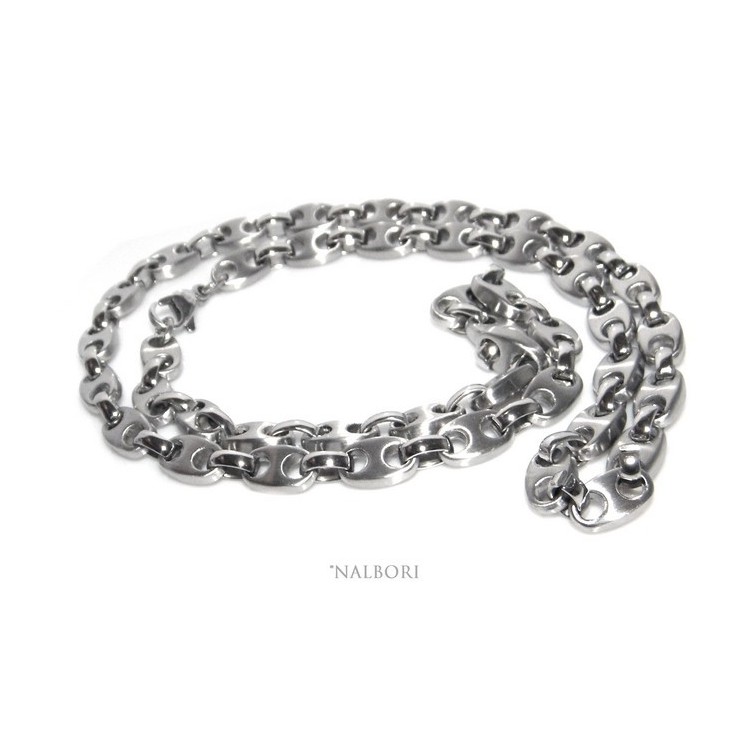NLB|Hypoallergenic and stainless steel: Necklace MEN Polished Satin Marine Mesh 60 cm