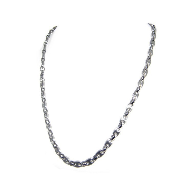 NALBORI Steel Acciaio anallergico e inossidabile : Collana UOMO Lucida Satinata Maglia Marina  60 cm