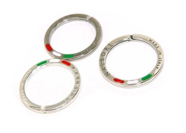 NLB|Portachiavi uomo o donna ad anello massiccio stampato made in italy bandiera italiana smaltata