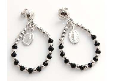 NLB|Argento 925 : orecchini donna rosario palline goccia e madonna