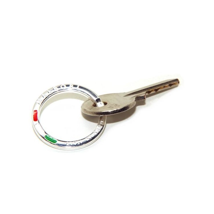 NLB|italian brand NALBORI Key ring man or woman with massive printed ring made in Italy Italian flag enamel