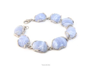 NLB|Bracciale donna in Argento 925 e pietre di calcedionio naturale azzurro NALBORI