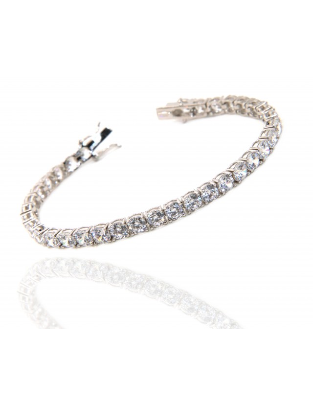 Argento 925 : Bracciale Tennis Con Zirconi bianchi da 5 mm a griffe 18 cm NALBORI Argento 925 : Bracciale Tennis Con Zirconi bianchi da 5 mm a griffe 18 cm NALBORI