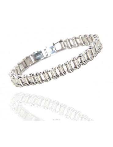 Stainless steel bracelet chain hypoallergenic ip silver 9 mm wrist 16 - 19 cm