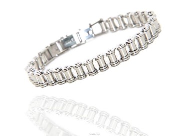 NLB|Stainless steel bracelet chain hypoallergenic ip silver 9 mm wrist 16 - 19 cm
