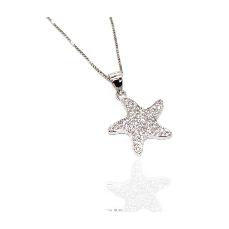 NALBORI Silver 925: Necklace Venetian woman necklace with starfish pendant pavé zircons