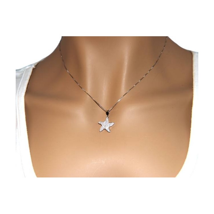 NLB|Argento 925 : Collana Collier donna veneziana con ciondolo stella marina pavè di zirconi  nalbori