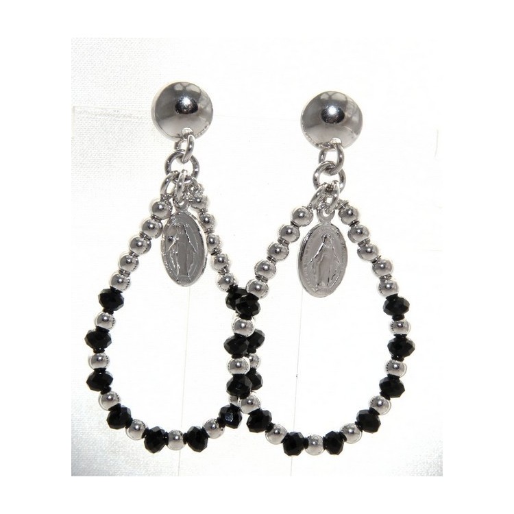 NLB|Argento 925 : orecchini donna rosario palline goccia e madonna