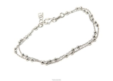 NLB|Bracelet man woman silver 925 rosary working double chain balls 3mm 16-19,50 cm