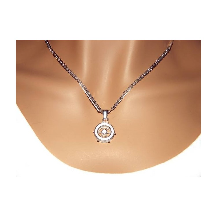NLB|Collana da uomo maglia marina con pendente timone