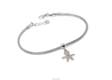 NLB|Bracelet Sterling silver fox tail cable for woman or man child pendant 16 cm - 19.50