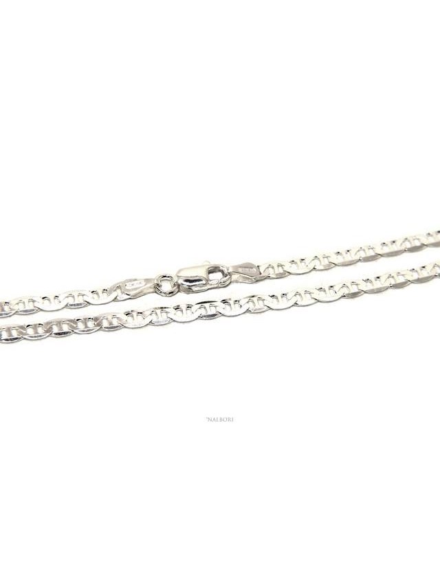 ARGENTO 925 : Collana girocollo uomo catena maglia marina 3 mm massiccia chiara ARGENTO 925 : Collana girocollo uomo catena maglia marina 3 mm massiccia chiara