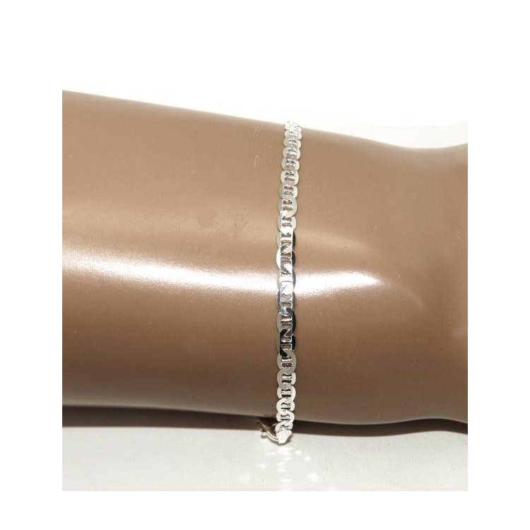 NLB|ARGENTO 925 : Braccialetto da uomo catena maglia marina 3 mm massiccia chiara