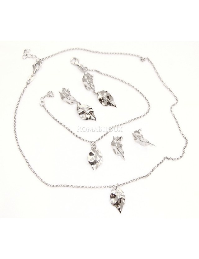Gioielli donna in argento 925 realizzati in microfusione foglia argento Gioielli donna in argento 925 realizzati in microfusione foglia argento