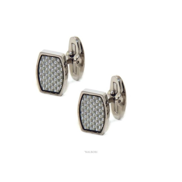 NLB|283/5000
NALBORI men's shirt cufflinks rectangular stainless steel with weft