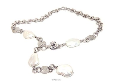 NLB|Collana collier argento 925 da donna con grandi perle barocche naturali nalbori