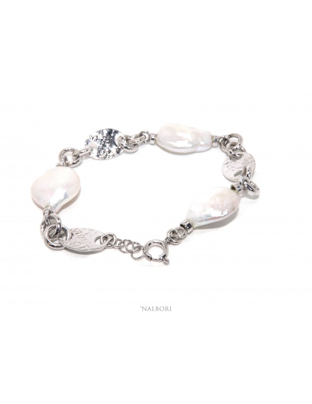 Bracciale donna in Argento 925 e perla barocca scaramazza naturale Bracciale donna in Argento 925 e perla barocca scaramazza naturale