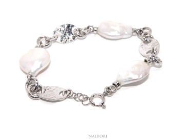 NLB|Woman bracelet in 925 sterling silver and baroque baroque pearl